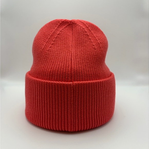 NEW knitted cuffed beanie Hat (Red-Orange) - Picture 3 of 6